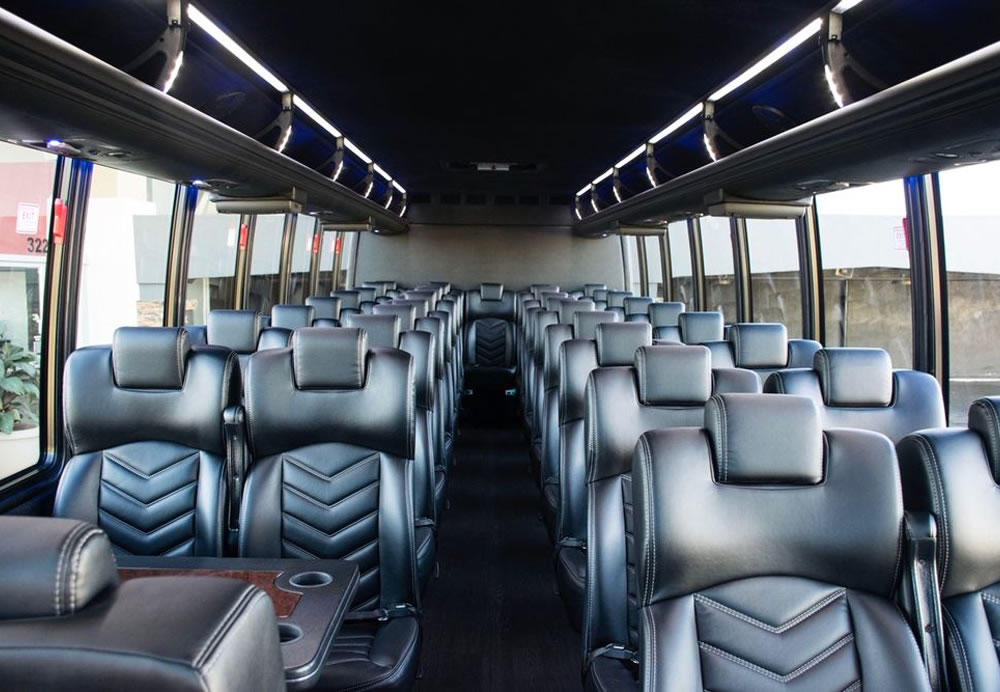 Spacious charter bus seating