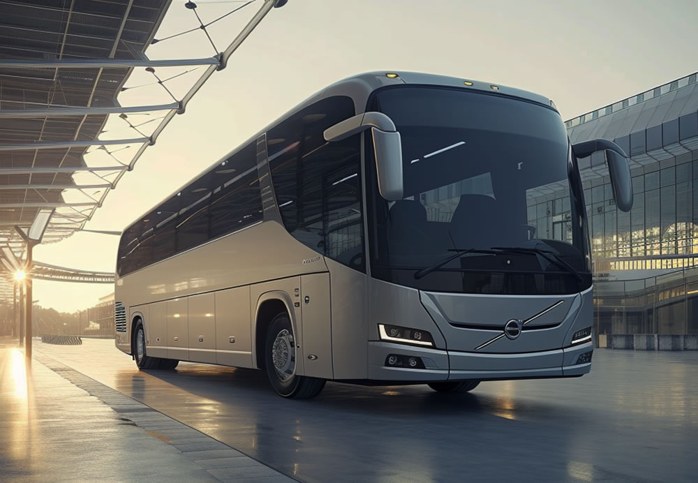 A Charter bus standing at a station